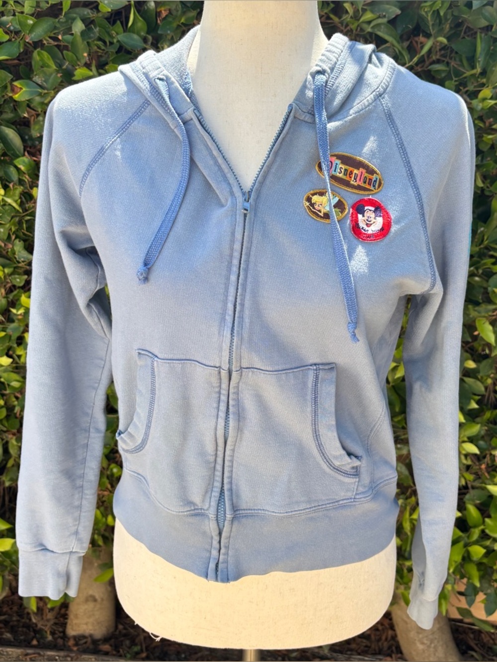 Vintage Disney Land Resort Mickey Mouse Blue Hoodie Jacket Zip Embroidery